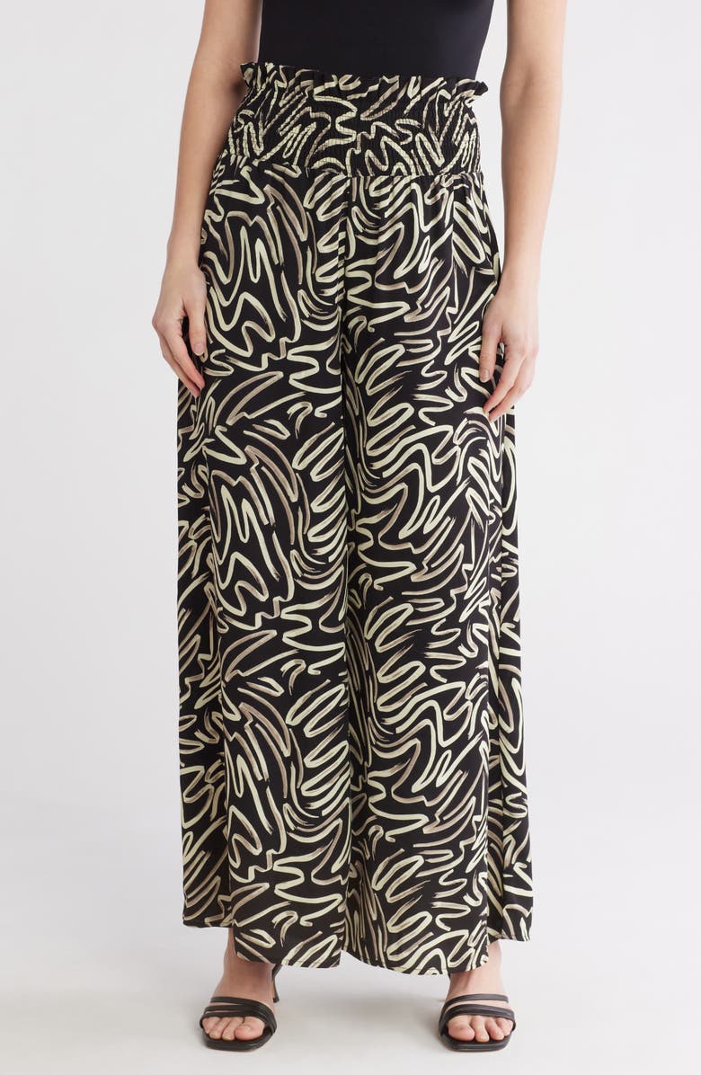 PATRIZIA LUCA Smocked Waist Wide Leg Pants, Main, color, 