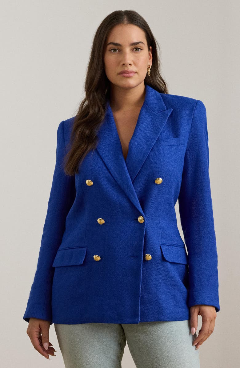 Lauren Ralph Lauren Chevron Linen & Cotton Blazer, Alternate, color, Cruise Royal Blue