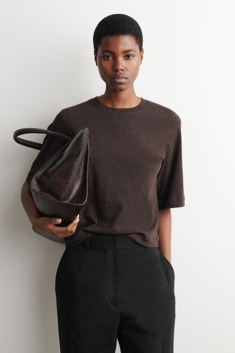 Cotton T-Shirt, Main, color, DARK BROWN