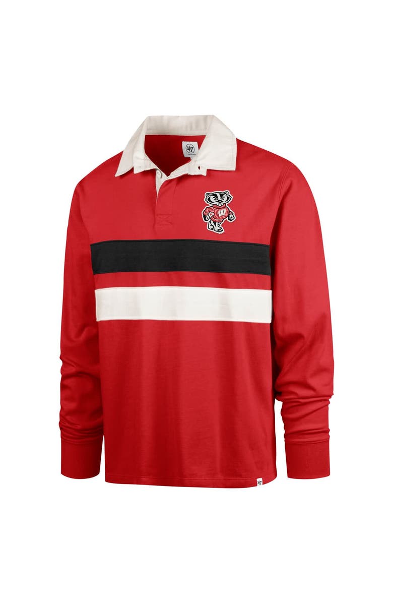 '47 Men's '47 Red Wisconsin Badgers Clubhouse Knox Thames Long Sleeve Rugby Polo, Alternate, color, Red