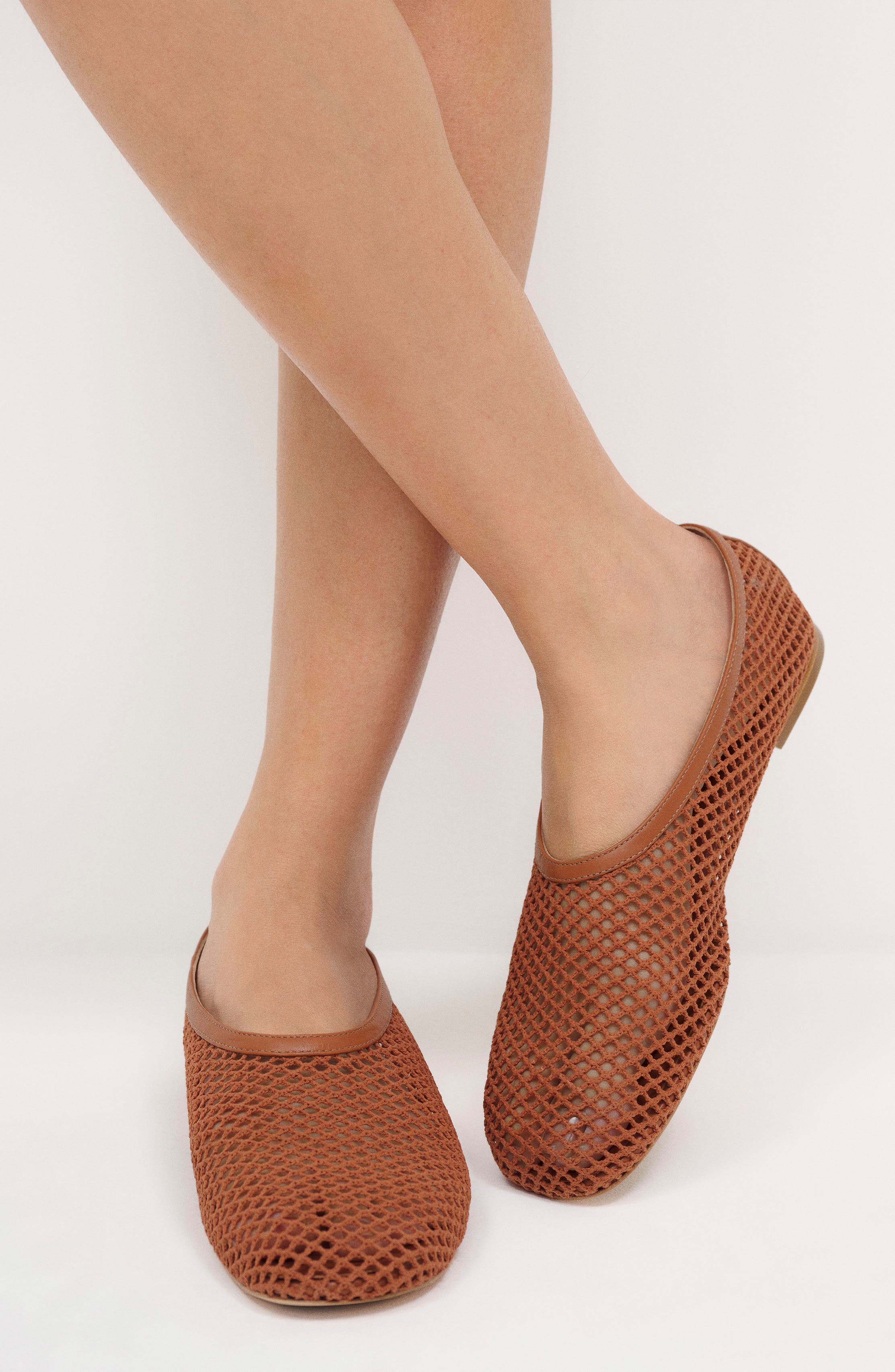 Britt Mesh Ballet Flat, Alternate, color, BROWN CROCHET