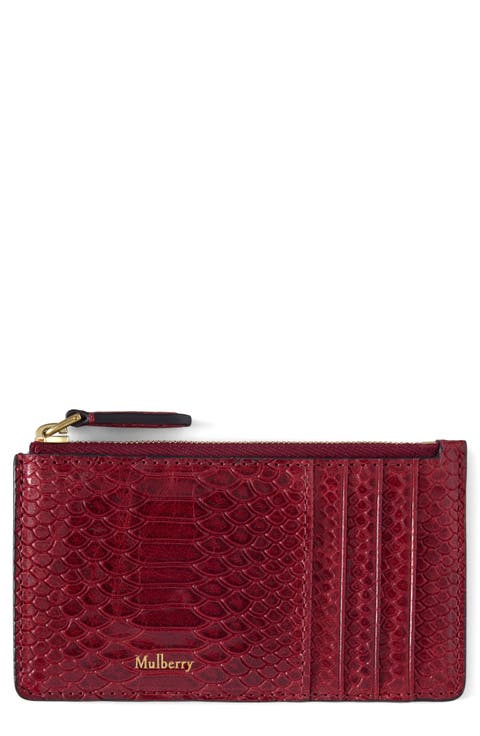 Continental Zip Long Snakeskin Embossed Leather Card Case
