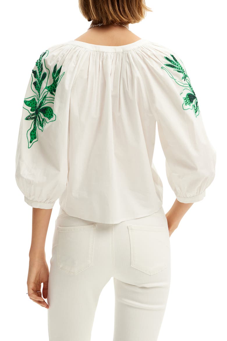 Blus Kitsy Beaded Button-Up Shirt, Alternate, color, WHITE