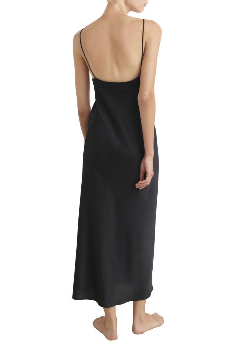 Satin Midi Nightgown, Alternate, color, CHARCOAL