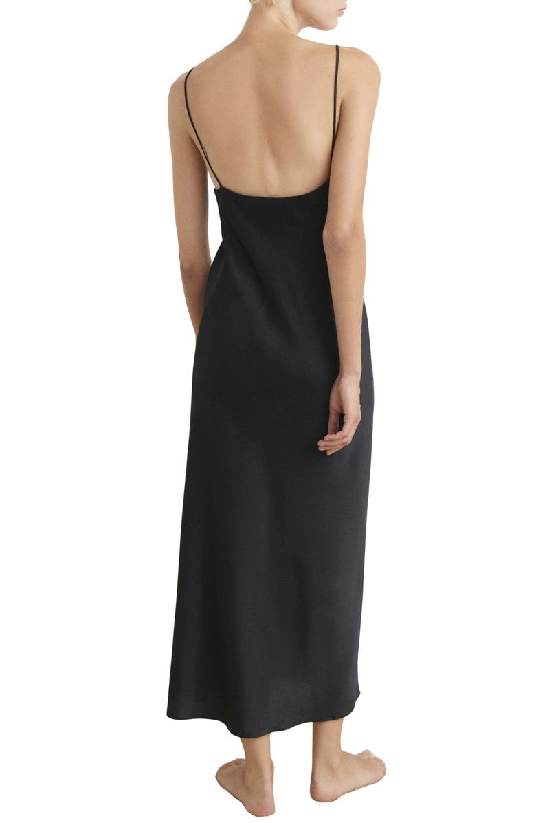MANGO Satin Midi Nightgown, Alternate, color, Charcoal