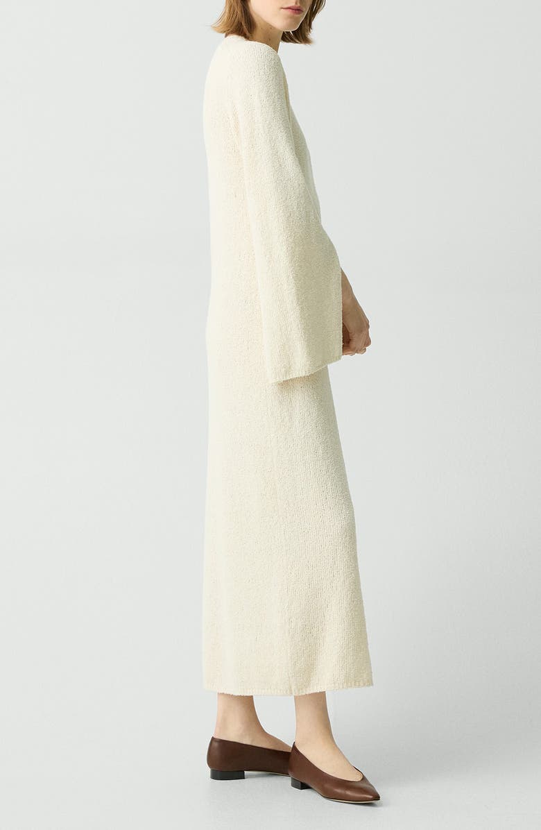 Theory Long Sleeve Organic Cotton Blend Bouclé Sweater Dress, Alternate, color, Ivory