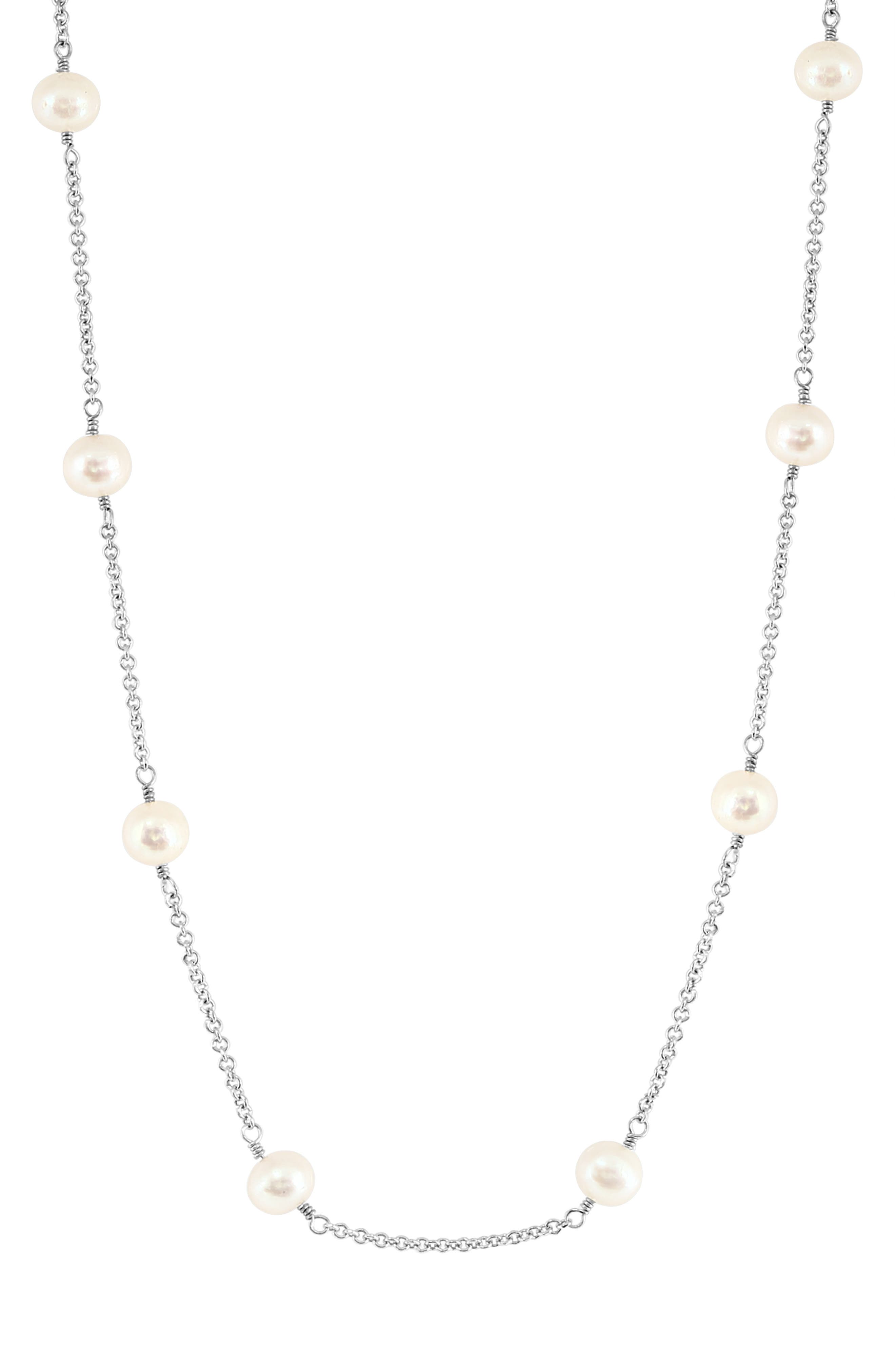 EFFY Sterling Silver Freshwater Pearl Station Necklace