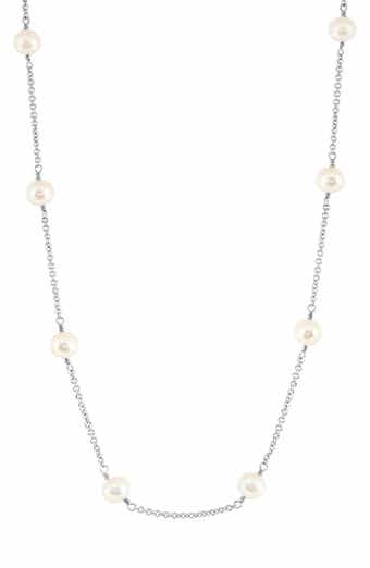 Sterling Silver Freshwater Pearl Station Necklace
