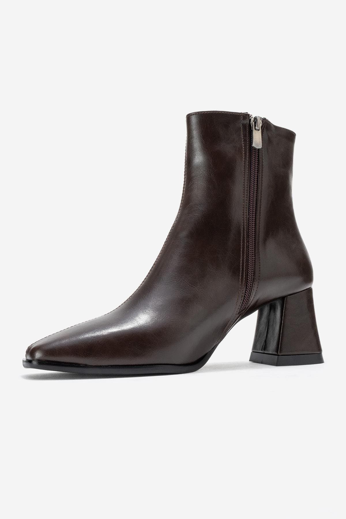 Arven Block Heel Boot, Alternate, color, Brown Faux Leather