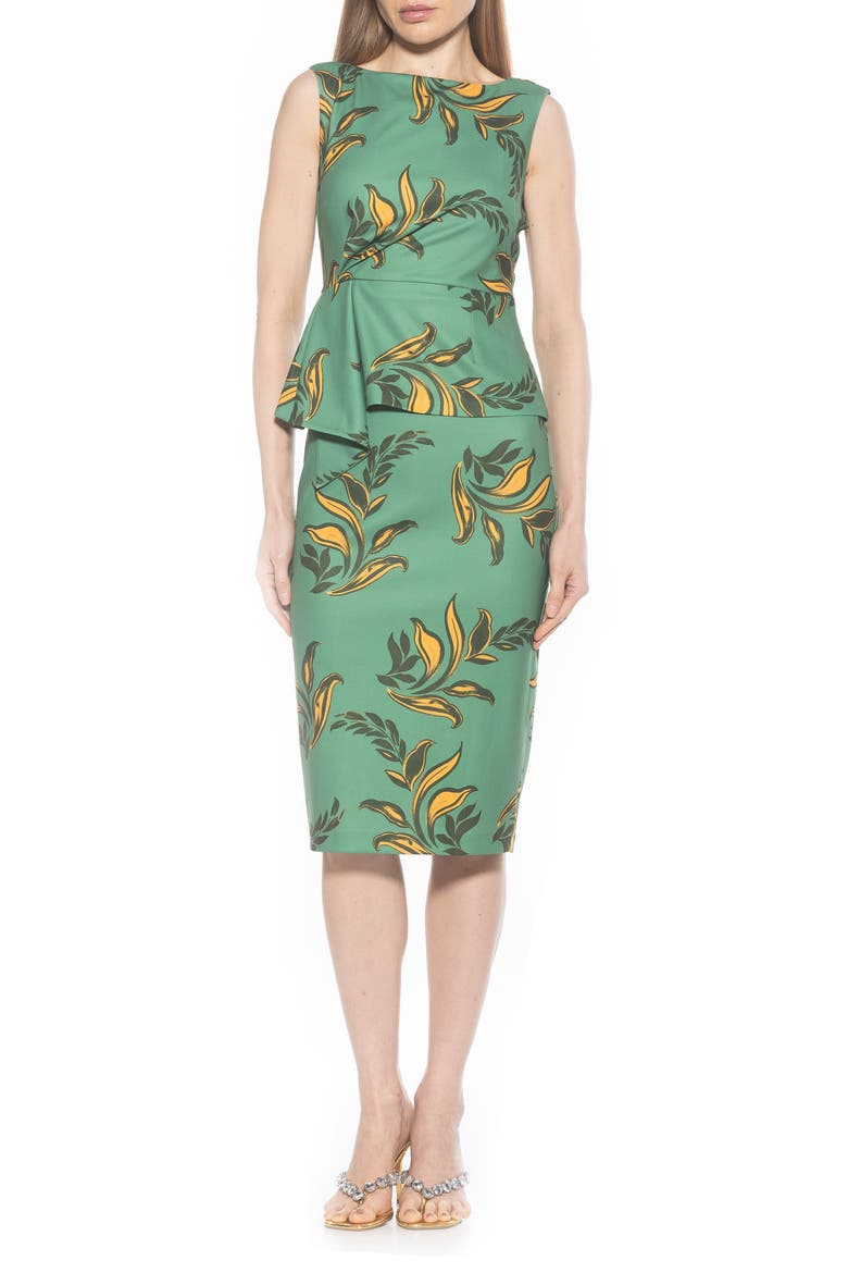 Amora Boat Neck Sleeveless Sheath Dress, Main, color, GREEN FLORAL