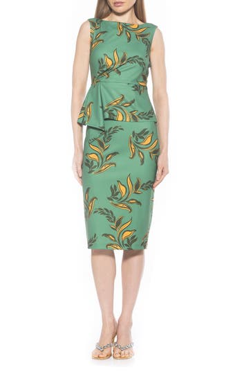Alexia Admor Amora Boat Neck Sleeveless Sheath Dress In Green Floral