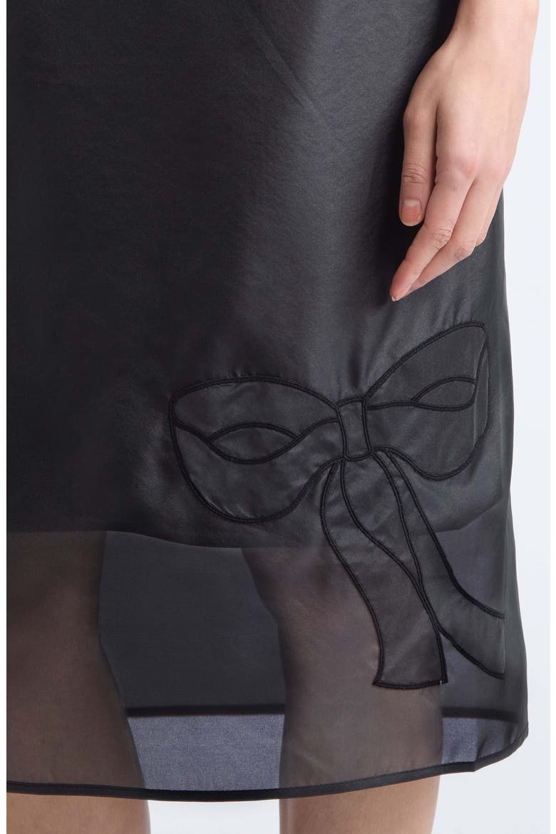Bria Embroidered Bow Silk Blend Organza Skirt, Alternate, color, BLACK