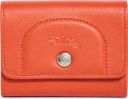 Longchamp Le Pliage Leather Flap Card Case