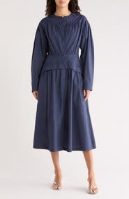 AREA STARS Long Sleeve Button Front Cotton Dress