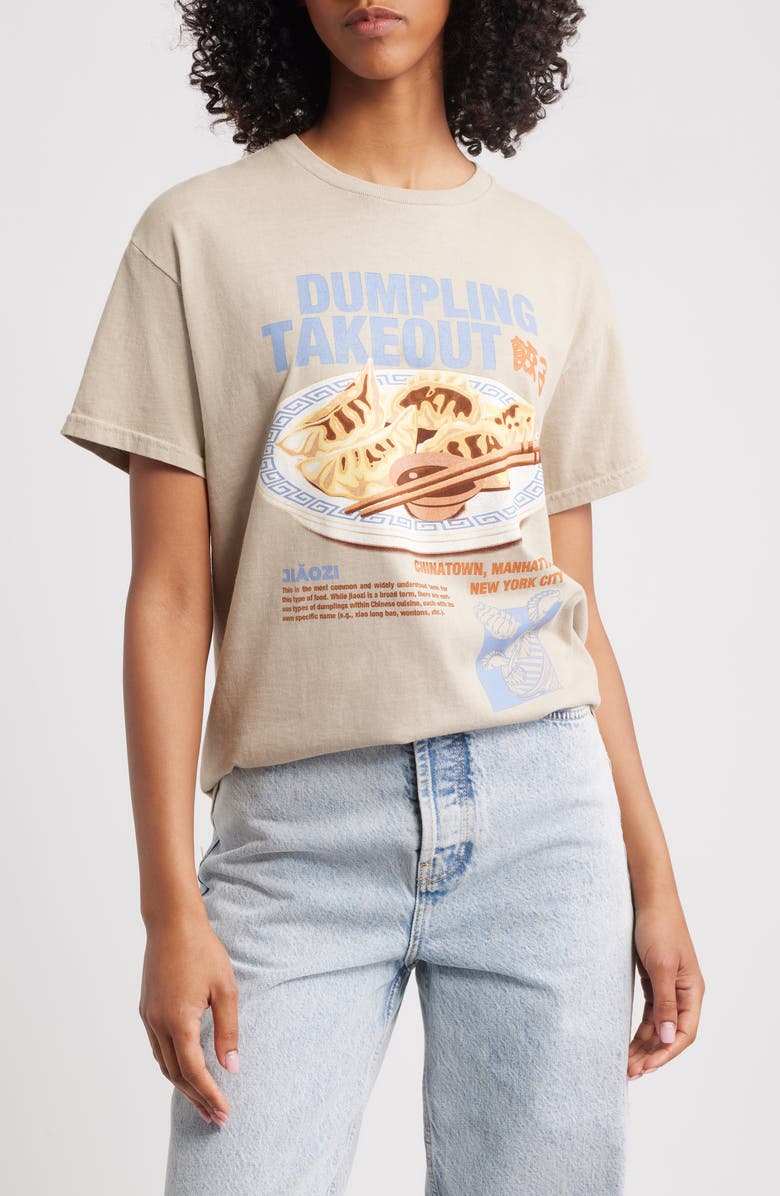 Vinyl Icons Dumpling Cotton Graphic T-Shirt, Main, color, Tan