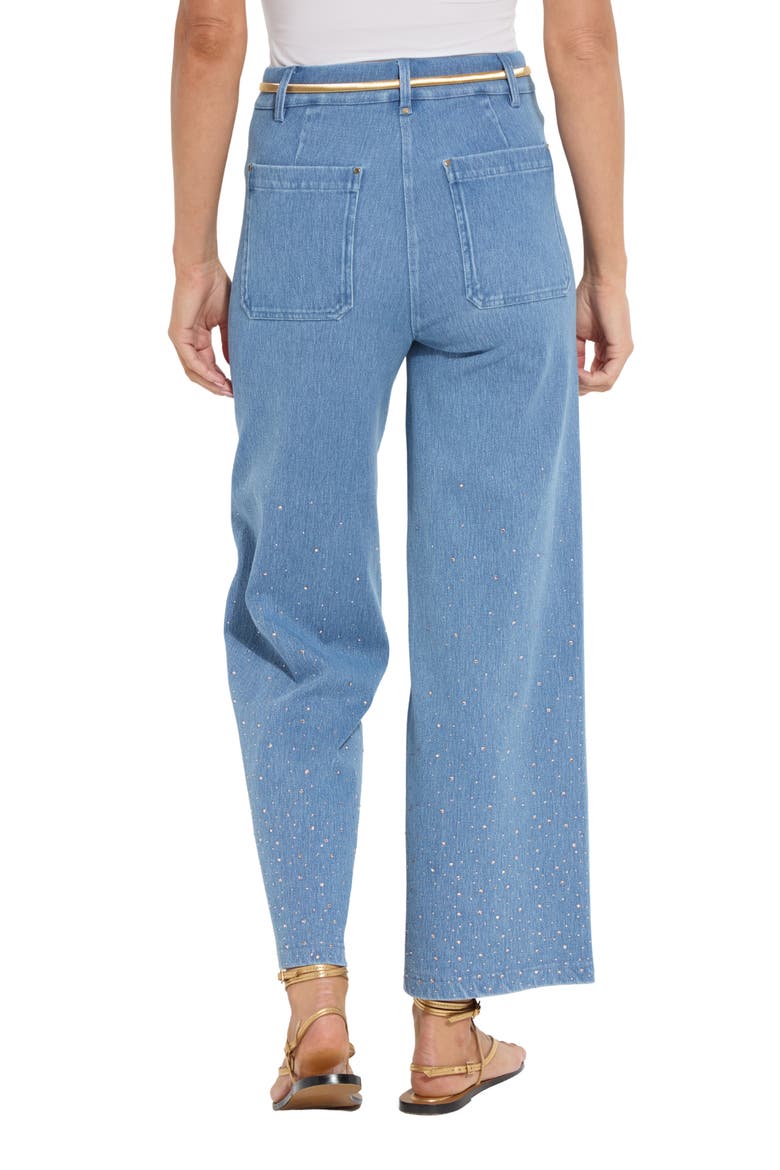 Erin Crystal Embellished Wide Leg Jeans, Alternate, color, BLEACHED BLUE