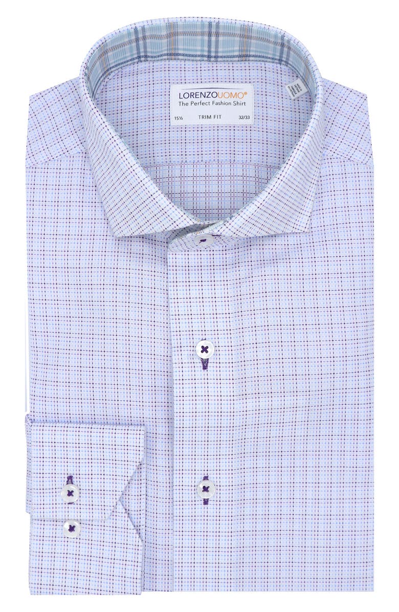 Lorenzo Uomo Trim Fit Textured Mini Grid Dress Shirt, Main, color,