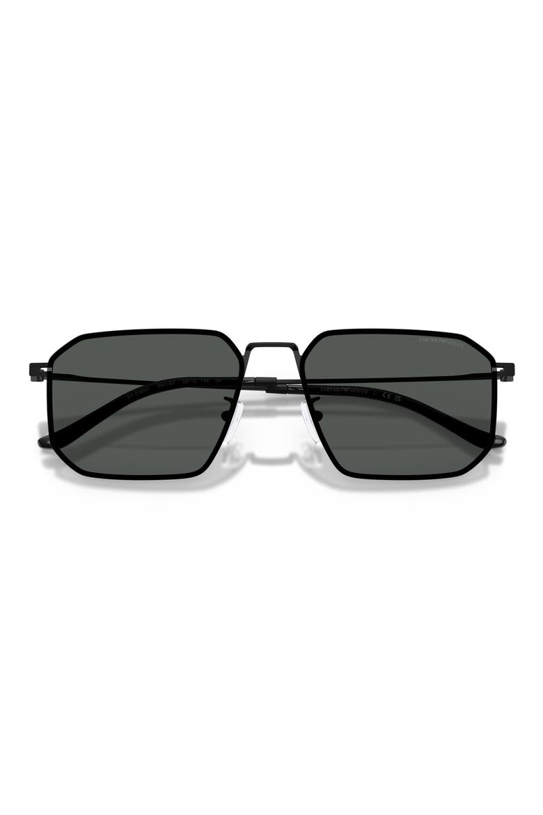 58mm Irregular Sunglasses, Alternate, color, MATTE BLACK / DARK GREY
