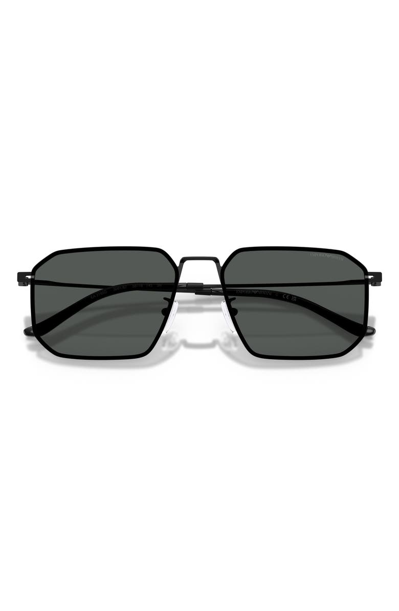 Emporio Armani 58mm Irregular Sunglasses, Alternate, color, Matte Black / Dark Grey