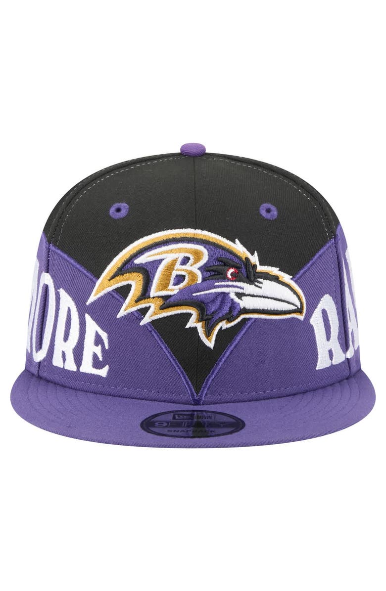 New Era Men's New Era Black/Purple Baltimore Ravens Split 9FIFTY Snapback Hat, Alternate, color,