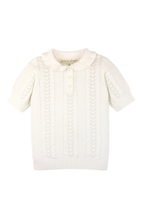 Baby Girls' Organic Peter Pan Collar Sweater Polo, Infant