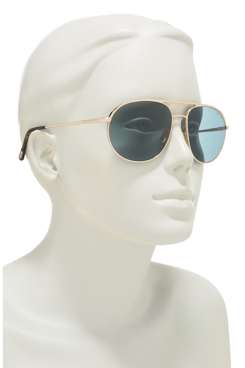 Gio 59mm Aviator Sunglasses, Alternate, color, SHINY ROSE GOLD / BLUE