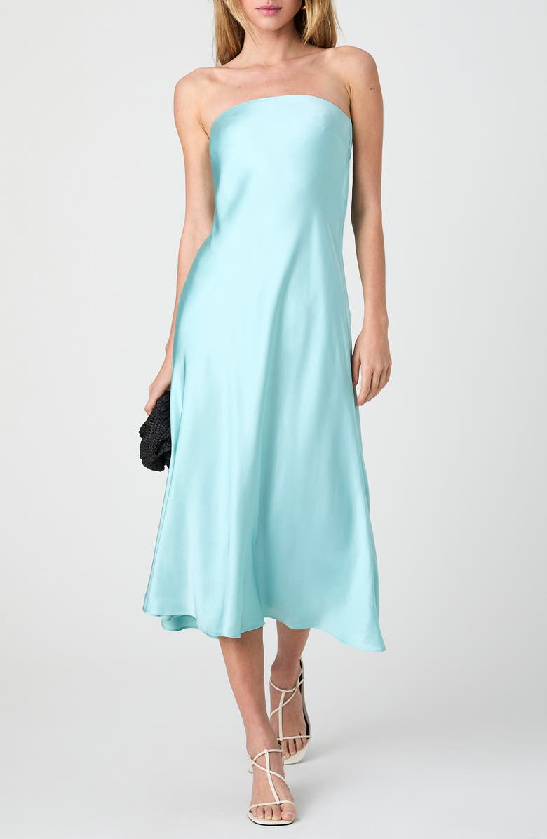 French Connection Oona Strapless Satin Midi Dress, Main, color, 