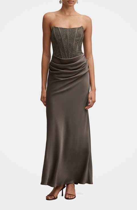 Ivy Lace Strapless Maxi Dress