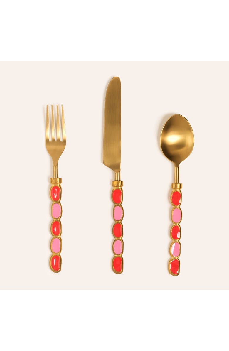 Zsa Zsa Zsu Rampur Set Of 3 Steel Cutlery Maximalist, Main, color, Gold