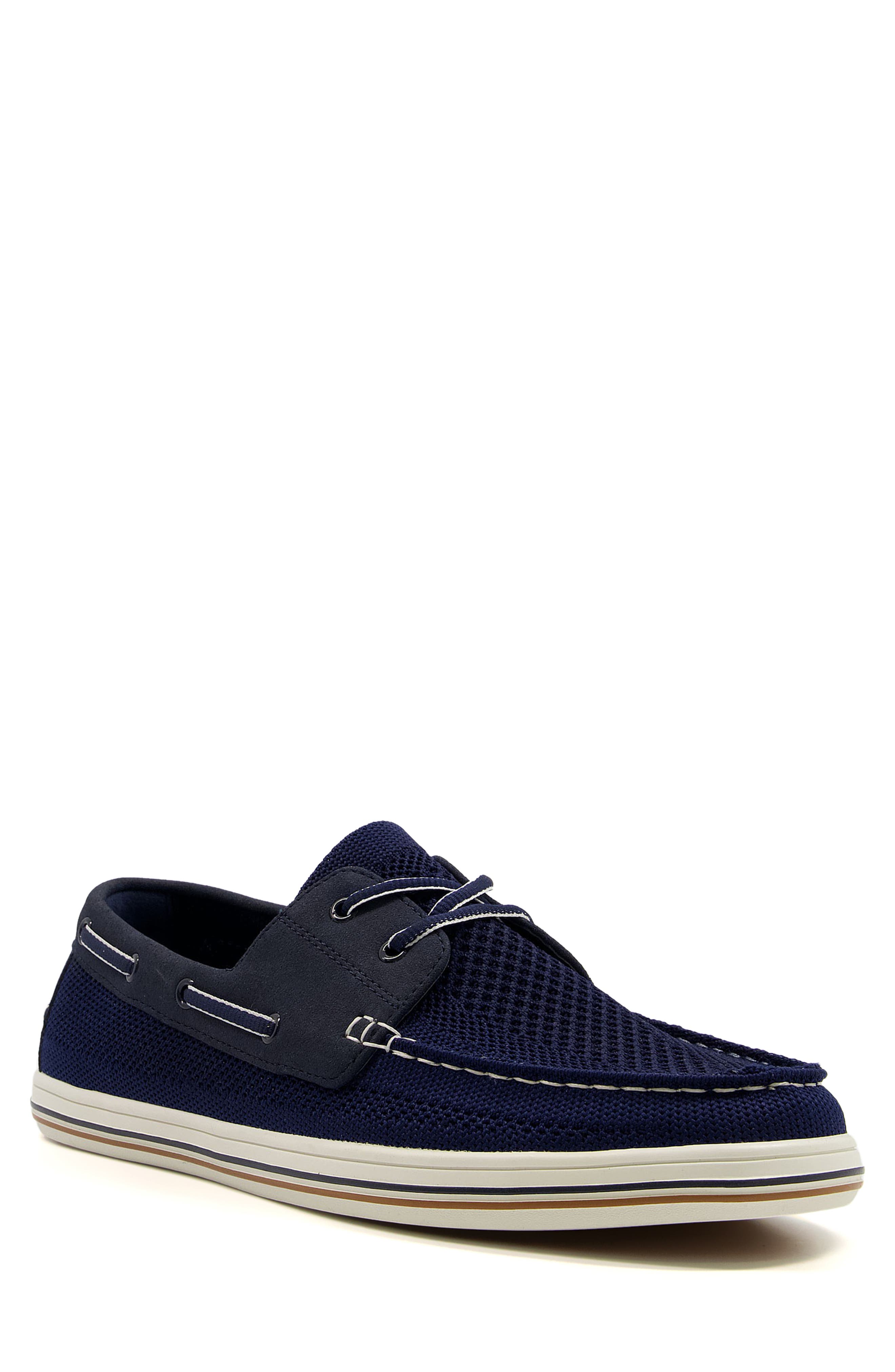 Burnner Knit Boat Shoe, Main, color, NAVY