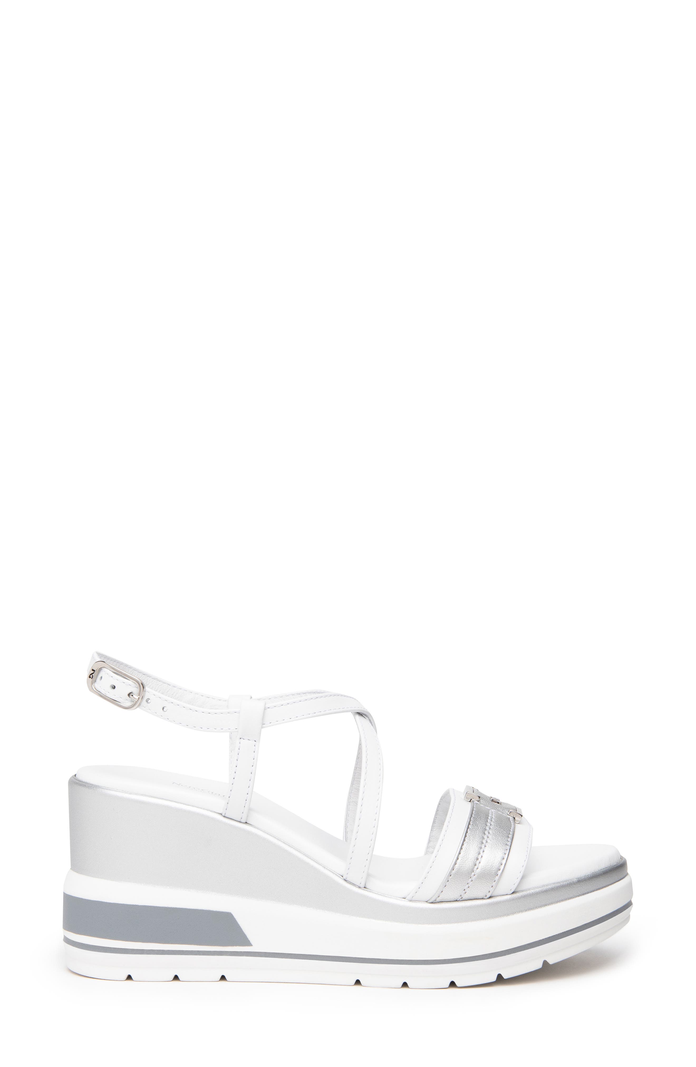 NeroGiardini Logo Plate Platform Wedge Sandal, Alternate, color, 
