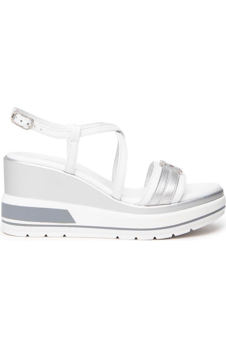 NeroGiardini Logo Plate Platform Wedge Sandal, Alternate, color,