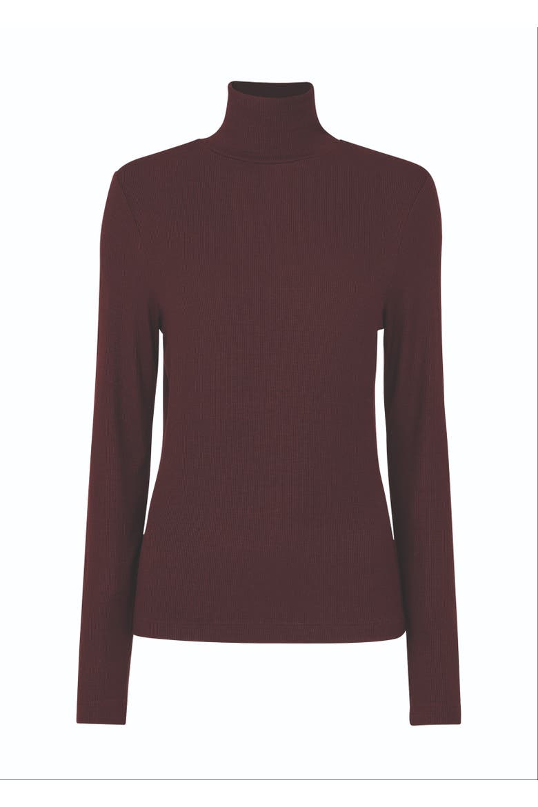 Essential Ribbed Roll Neck Top, Main, color, Burgundy