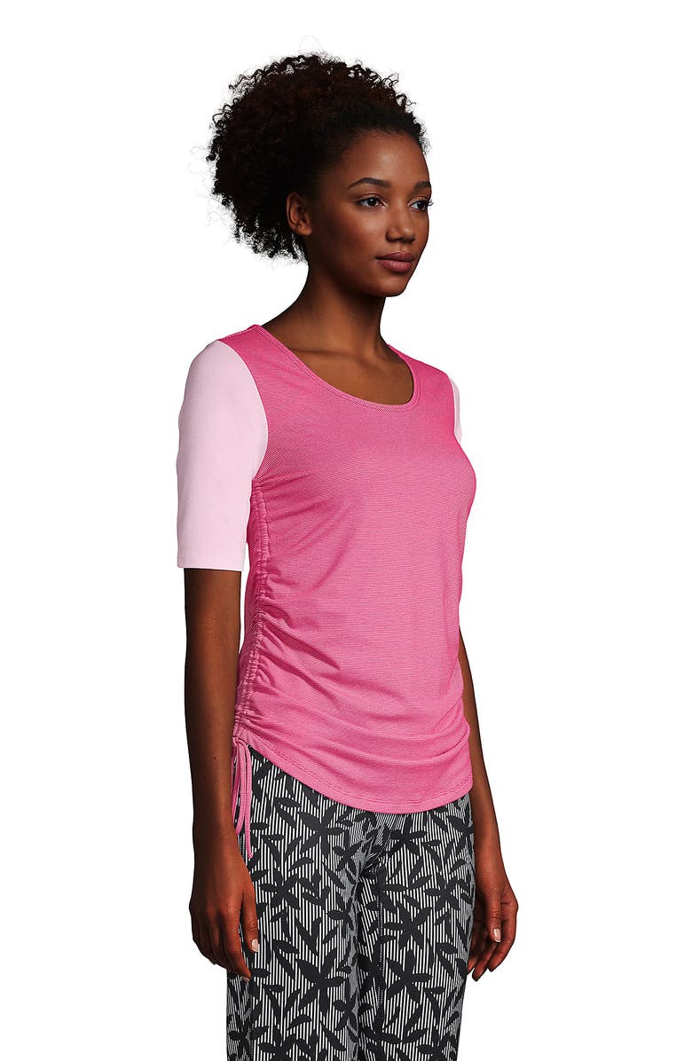 Lands' End Plus Size Power Performance Elbow Sleeve Drawstring Top, Alternate, color, 