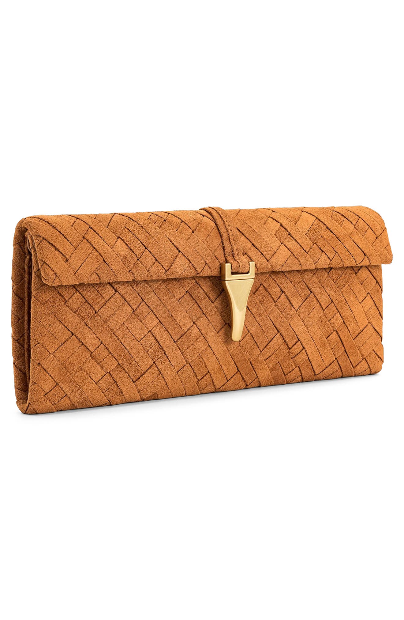 JW PEI Zaria Woven Clutch, Alternate, color, Brown