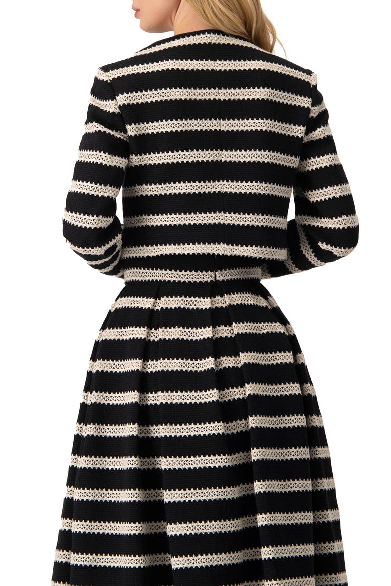 Striped Cropped Jacket with Modern Detailing, Alternate, color, Black