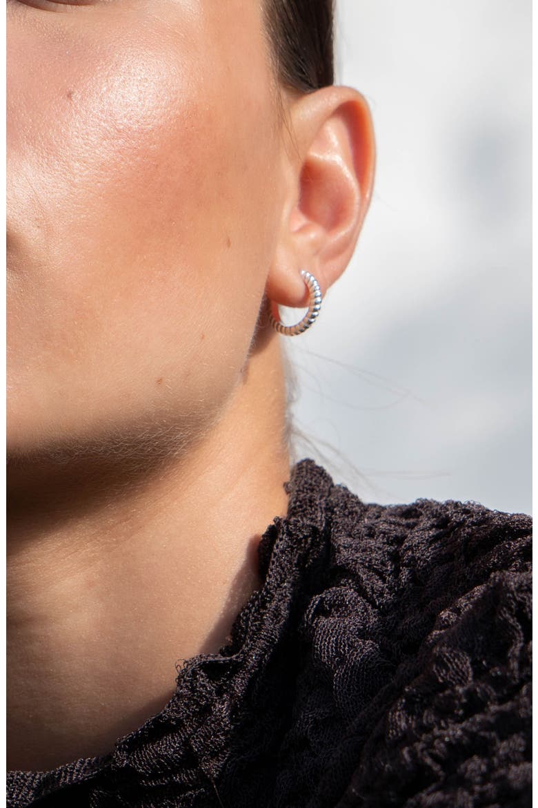 Twist Huggie Hoops, Alternate, color, Sterling Silver