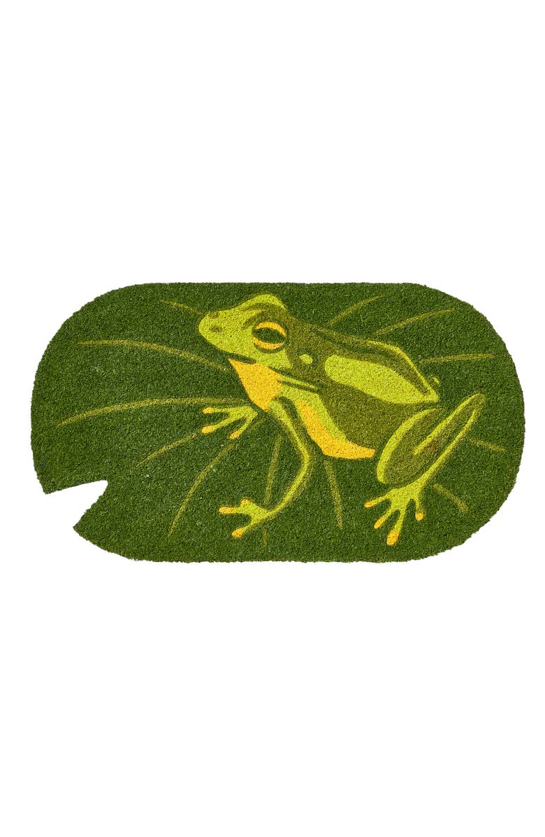tag Frog On Lily Pad Shpd Non-Slip Coir Mat Multi Coir Summer, Main, color, Green