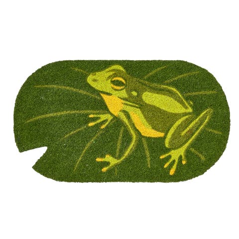 Frog On Lily Pad Shpd Non-Slip Coir Mat Multi Coir Summer