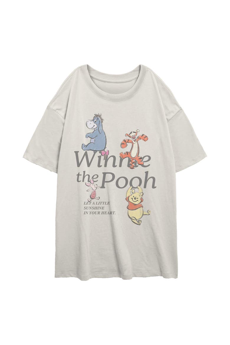 Junior's Sunshine and Friends in Your Heart Short Sleeve Oversized T-Shirt, Main, color, Egret