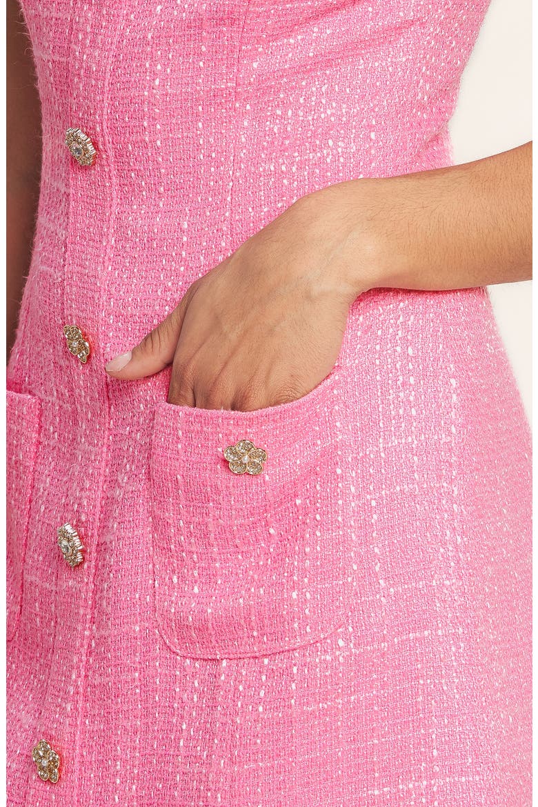 Sleeveless Tweed Minidress, Alternate, color, PINK