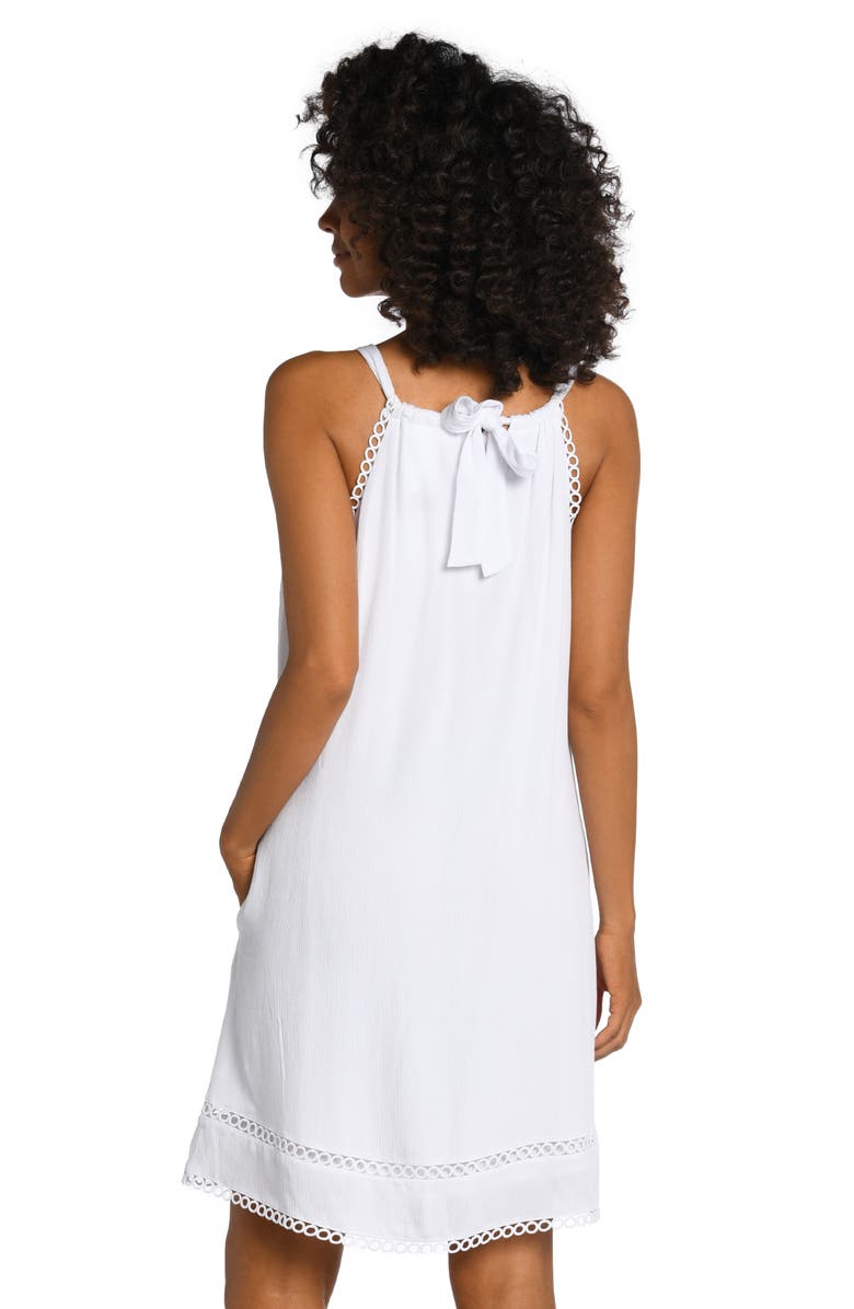 La Blanca Illusion Crinkle Cover-Up Dress, Alternate, color, White