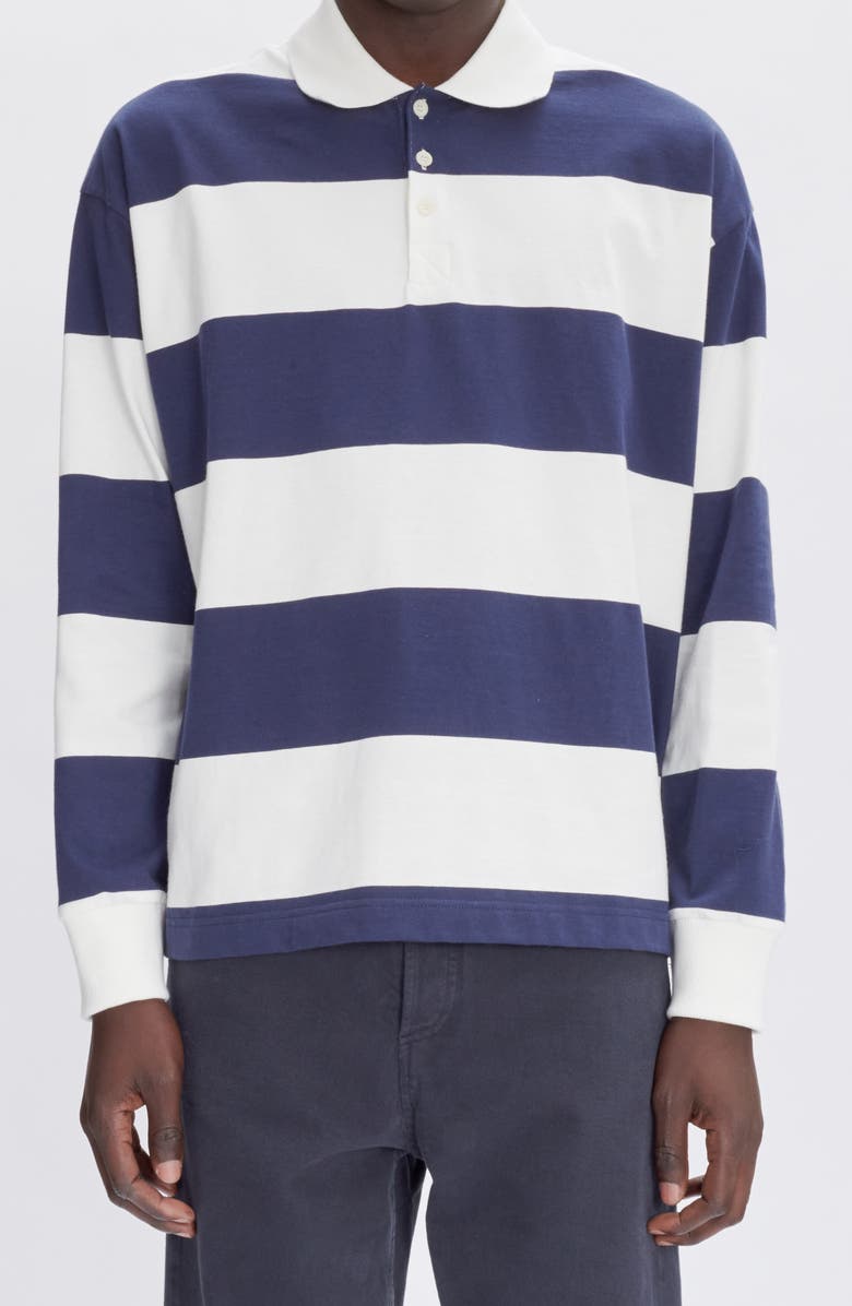 A.P.C. Riley Stripe Long Sleeve Polo, Alternate, color, 