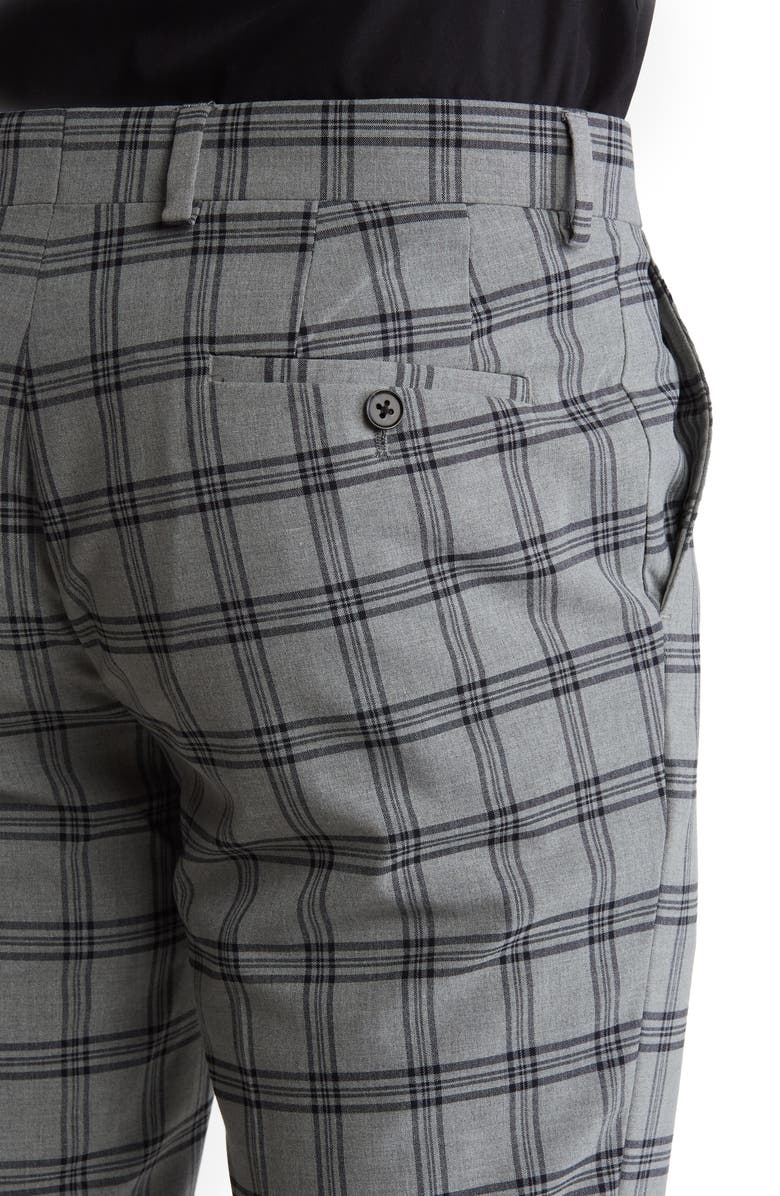 SAVILE ROW CO Grey Plaid Two Button Peak Lapel Suit, Alternate, color,