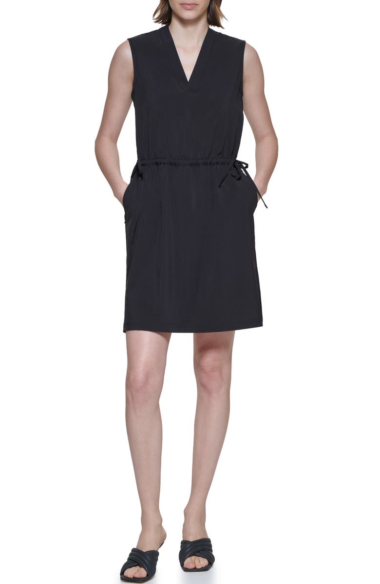 Calvin Klein Sleeveless Drawstring Waist Sheath Dress, Main, color, 