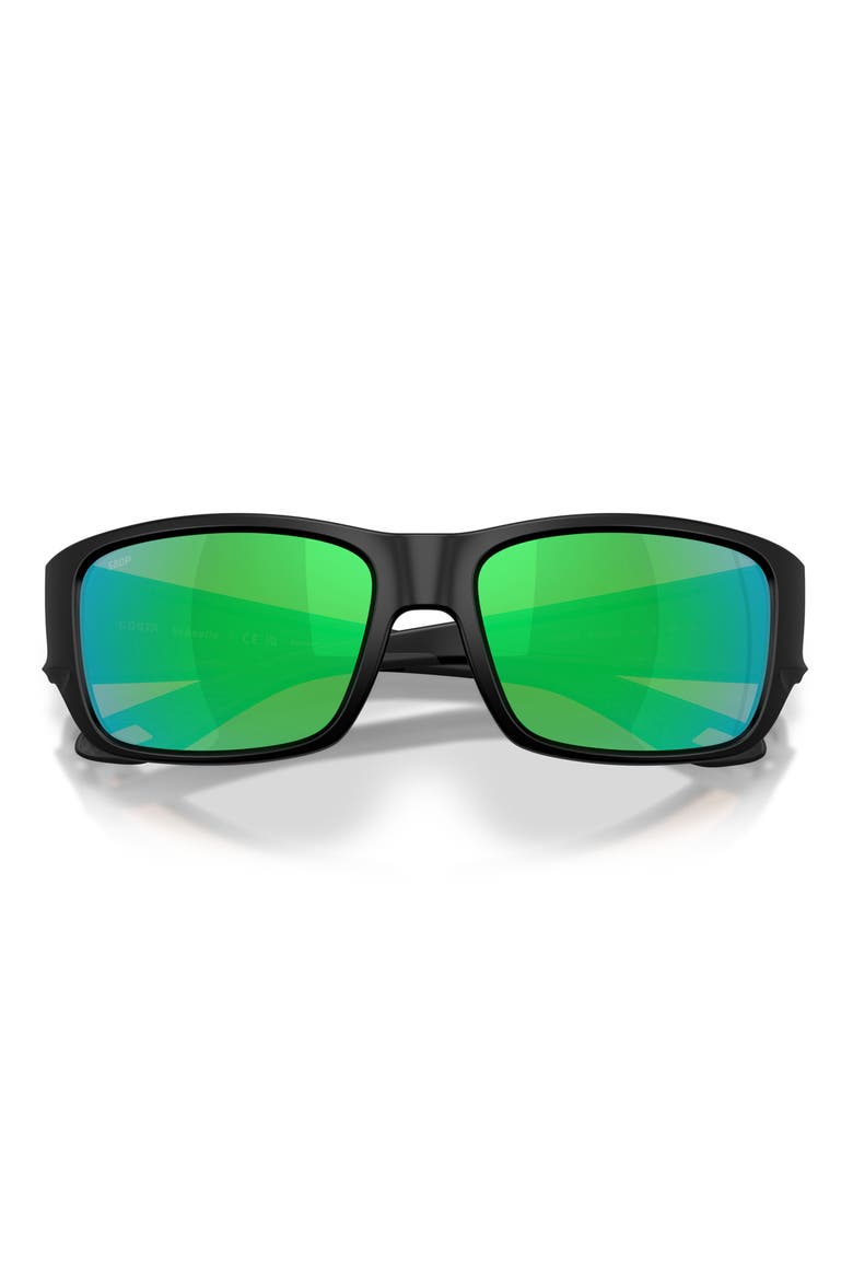 Schoolie 56mm Polarized Mirrored Rectangular Sunglasses, Alternate, color, BLACK / GREEN MIRROR