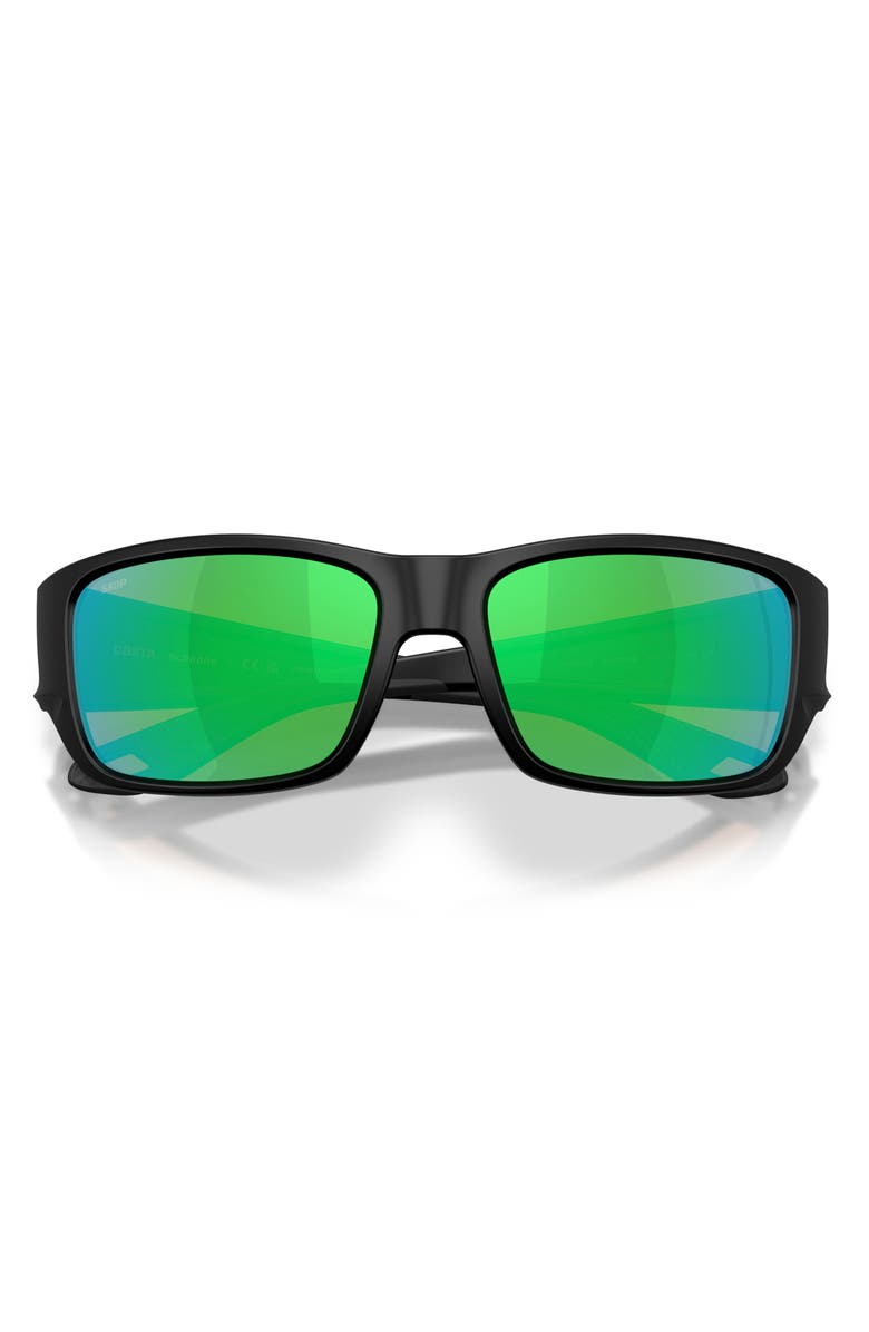 Costa Del Mar Schoolie 56mm Polarized Mirrored Rectangular Sunglasses, Alternate, color, Black / Green Mirror