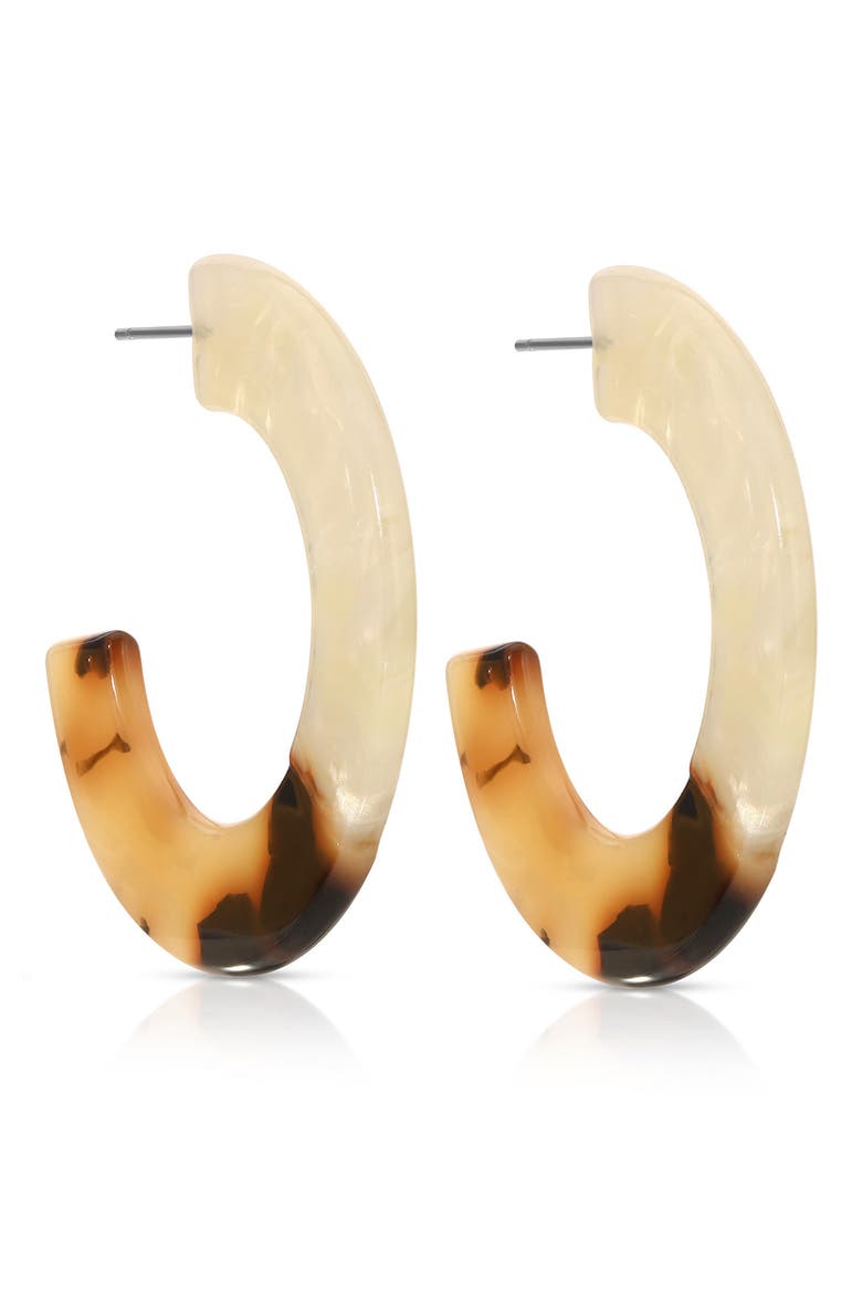 Tortoise Resin Hoop Earrings, Alternate, color, TORTOISE
