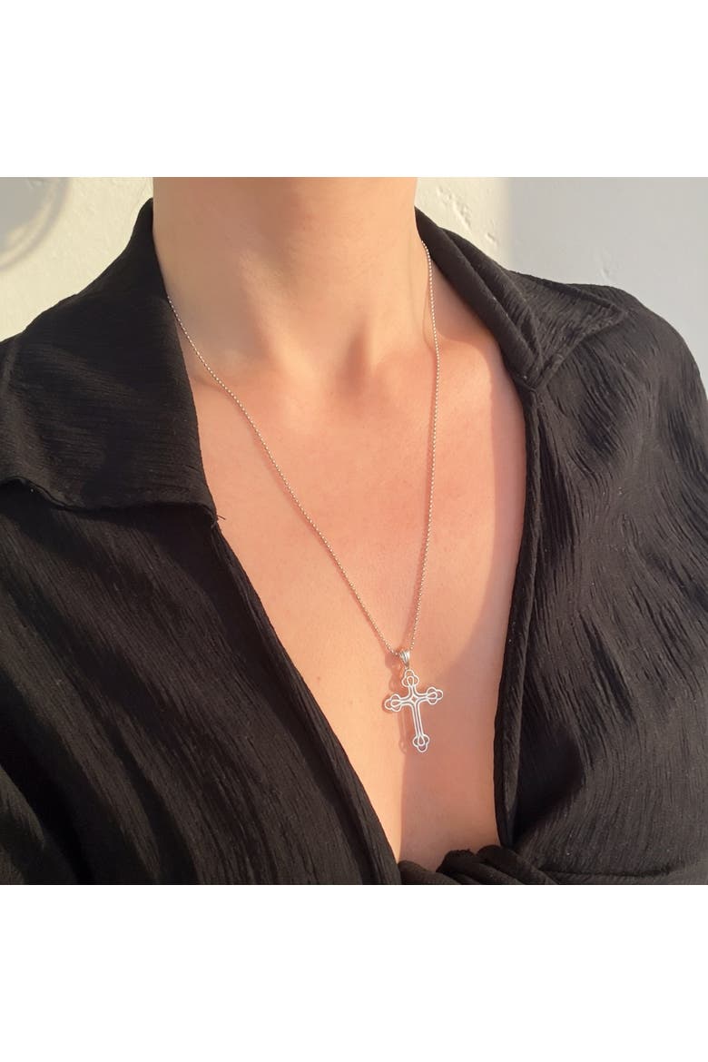The Midi Billie Cross Necklace, Alternate, color, Silver