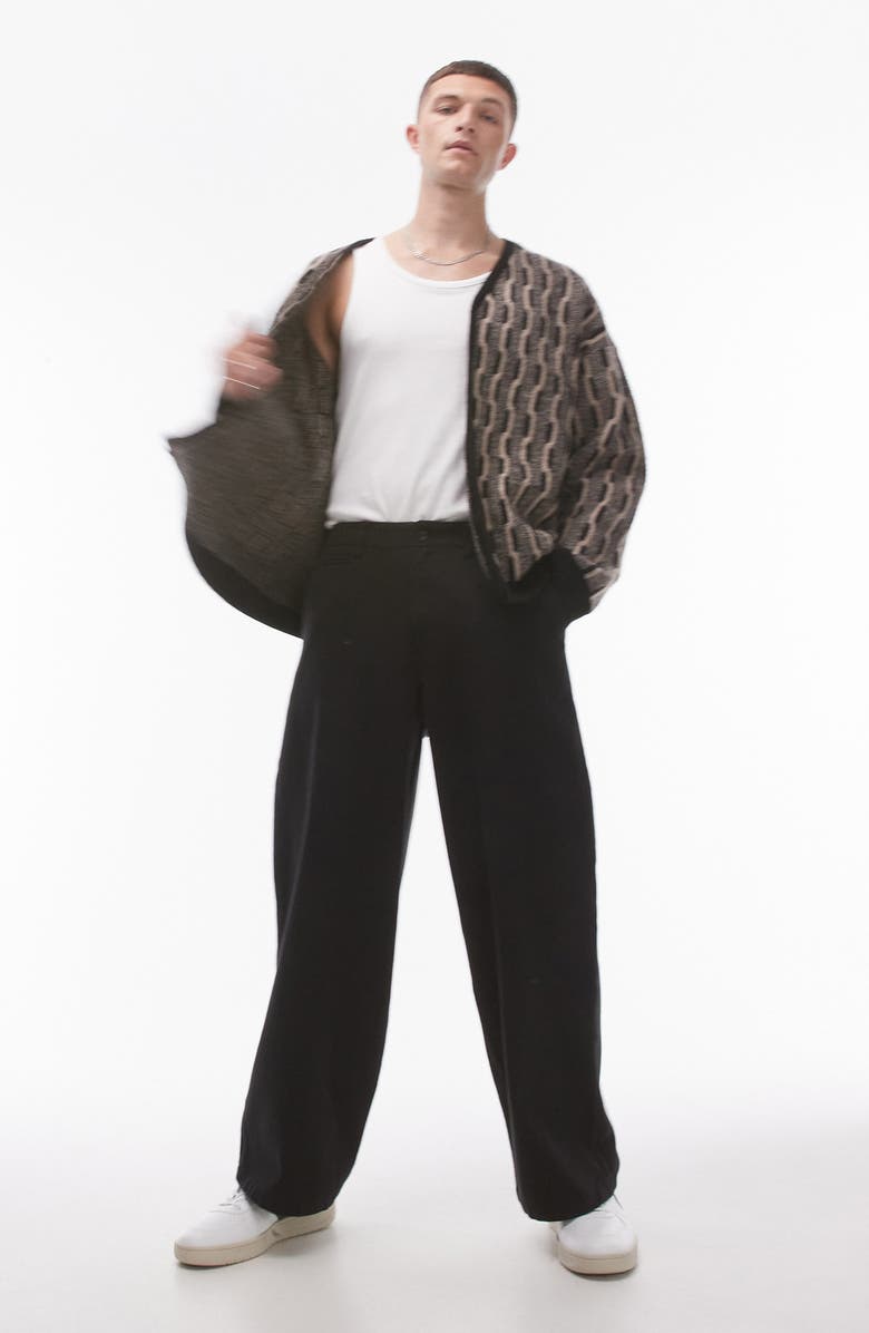 Topman Wide Leg Twill Pants, Alternate, color, 